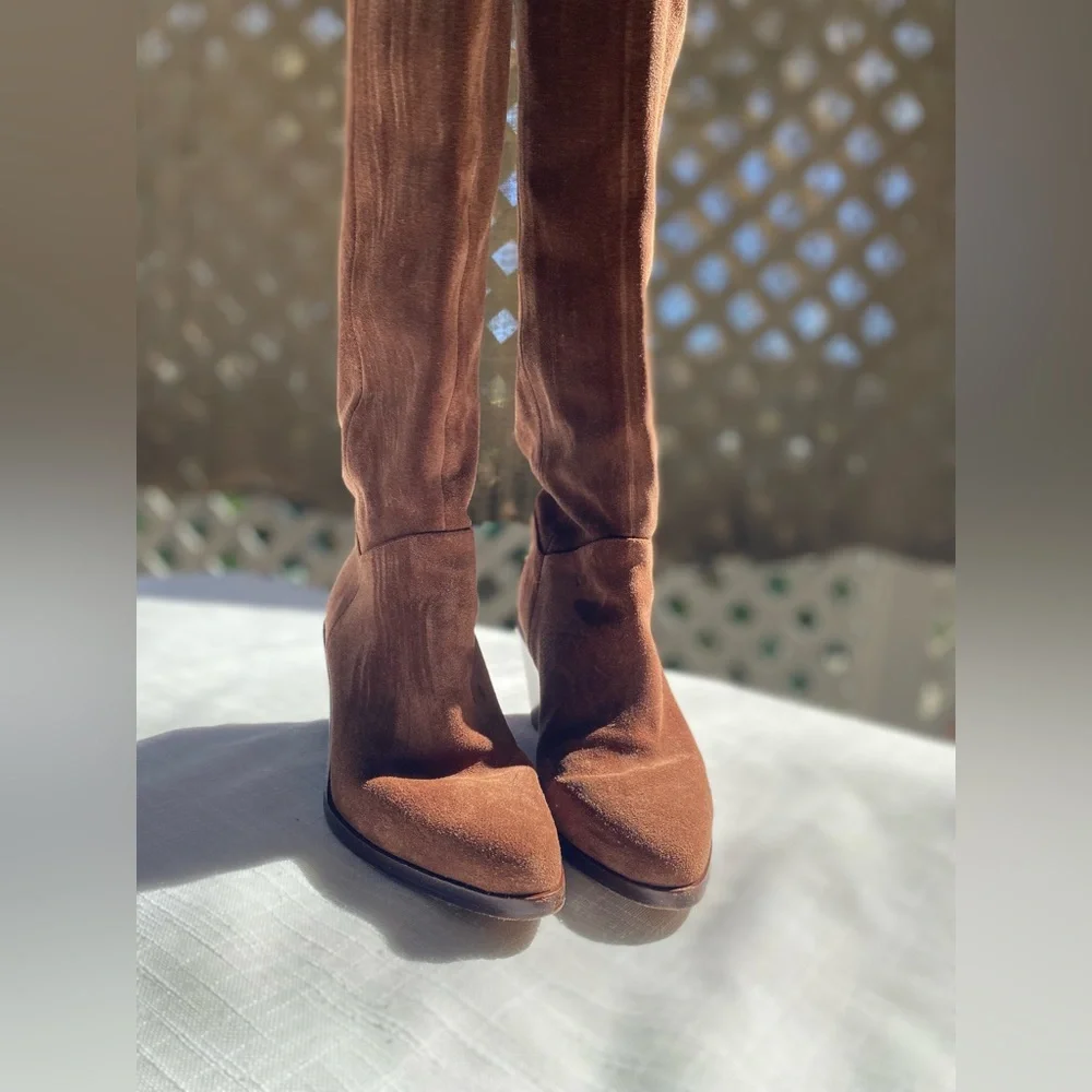 VINCE Marlow Tall Wedge Knee High Suede Boots Size7.5